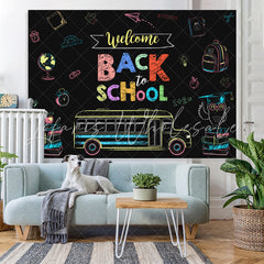Lofaris Welcome Back to School Drawing Bus Photoshoot Backdrop