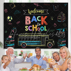Lofaris Welcome Back to School Drawing Bus Photoshoot Backdrop