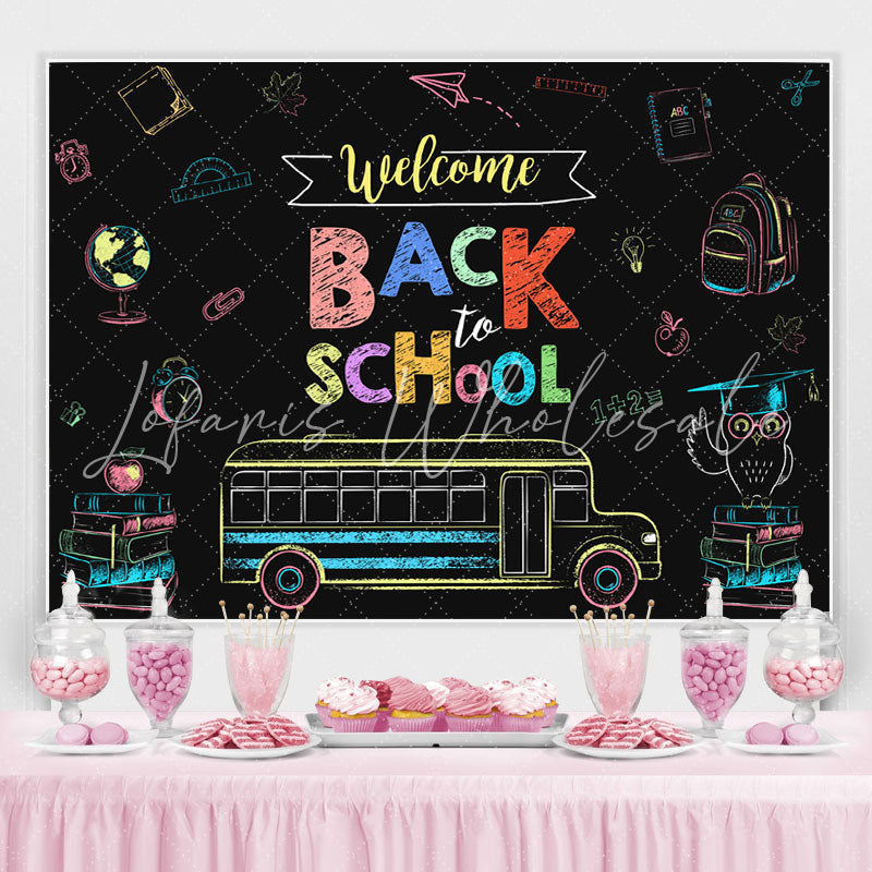 Lofaris Welcome Back to School Drawing Bus Photoshoot Backdrop