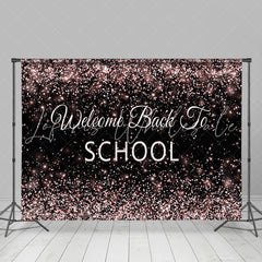 Lofaris Welcome Back To School Rose Gold Glitter Black Backdrop