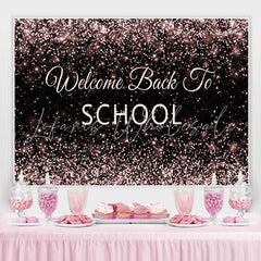 Lofaris Welcome Back To School Rose Gold Glitter Black Backdrop