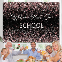 Lofaris Welcome Back To School Rose Gold Glitter Black Backdrop