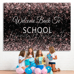 Lofaris Welcome Back To School Rose Gold Glitter Black Backdrop