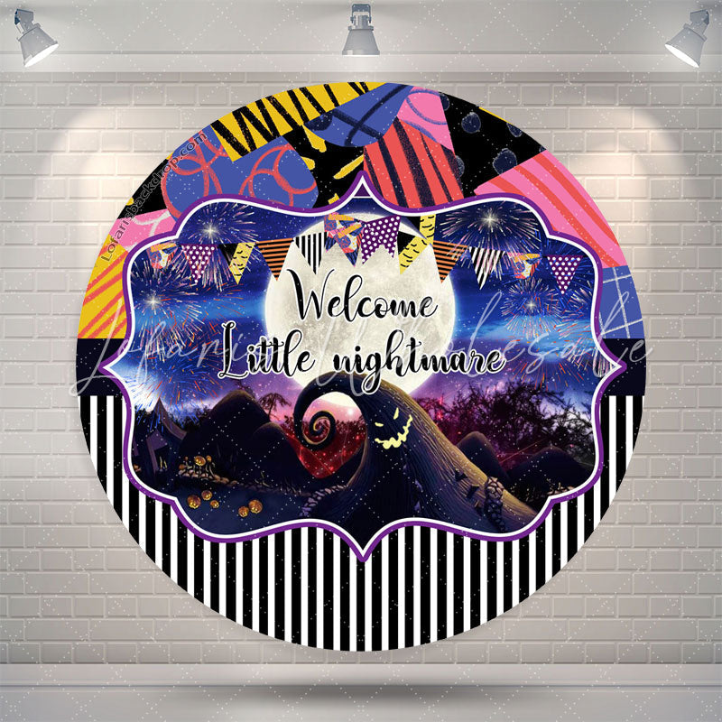 Lofaris Welcome Little Nightmare Halloween Round Backdrop