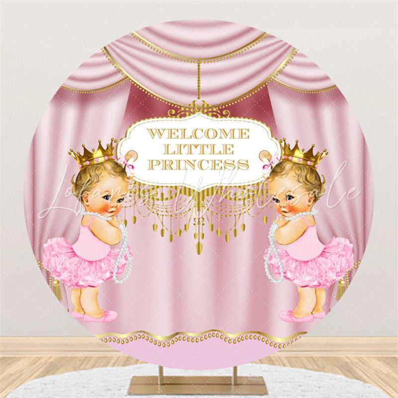 Lofaris Welcome Little Princess Pink Curtain Baby Shower Backdrop