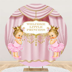 Lofaris Welcome Little Princess Pink Curtain Baby Shower Backdrop