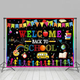 Lofaris Welcome Rainbow Flags Bus Back To School Backdrop