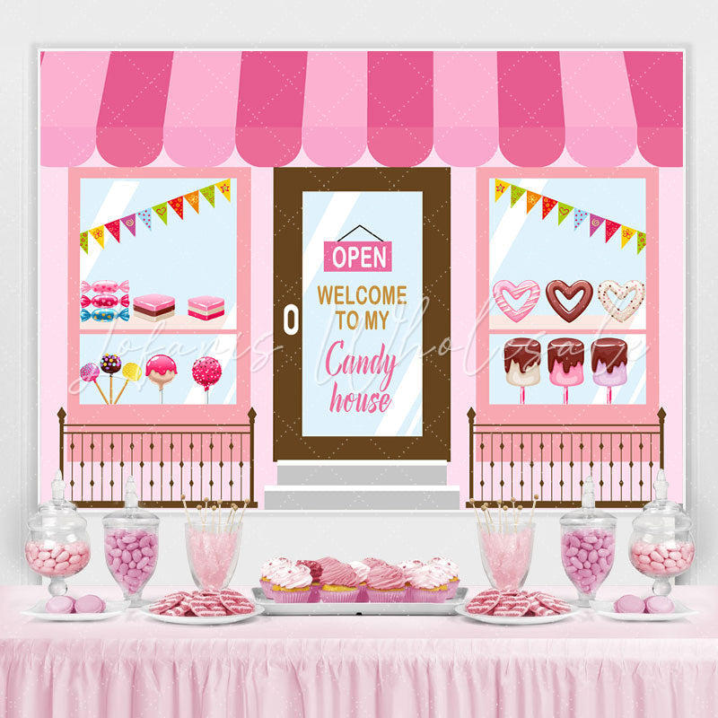 Lofaris Welcome To Candy House Theme Happy Birthday Backdrop