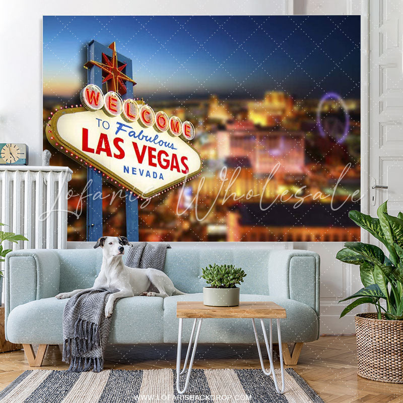 Lofaris Welcome To Los Vegas City Night Birthday Backdrops