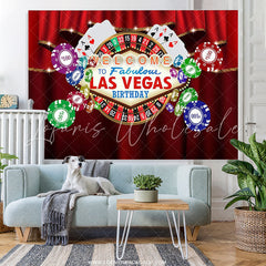 Lofaris Welcome To Los Vegas Red Curtains Birthday Backdrop
