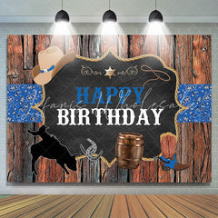 Lofaris Western Cowboy Theme Rustic Wood Happy Birthday PartyBackdrop