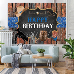 Lofaris Western Cowboy Theme Rustic Wood Happy Birthday PartyBackdrop