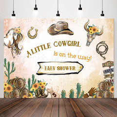 Lofaris Western Cowgirl Floral Cactus Baby Shower Backdrop