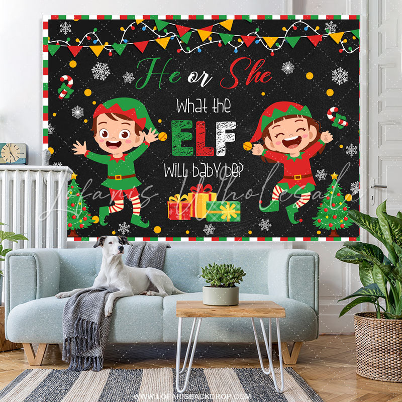 Lofaris What Elf Will The Baby Be Christmas Shower Backdrop