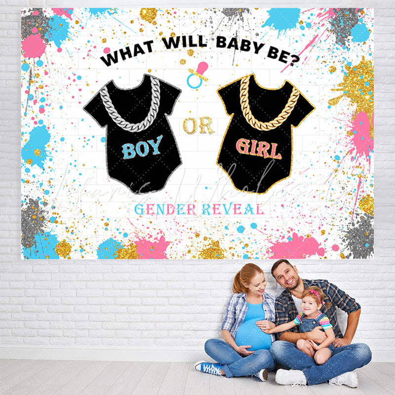 Lofaris What Will Baby Be Gender Reveal Graffiti Shower Backdrop