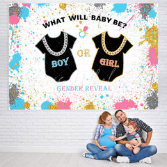 Lofaris What Will Baby Be Gender Reveal Graffiti Shower Backdrop