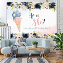 Lofaris What Will Baby Be Icecream Floral Backdrop for Shower Party