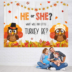 Lofaris He Or She Maple Leaves Party Backdrop for Baby Shower
