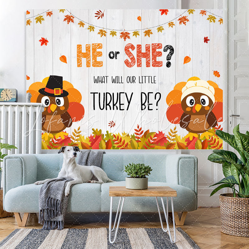 Lofaris He Or She Maple Leaves Party Backdrop for Baby Shower