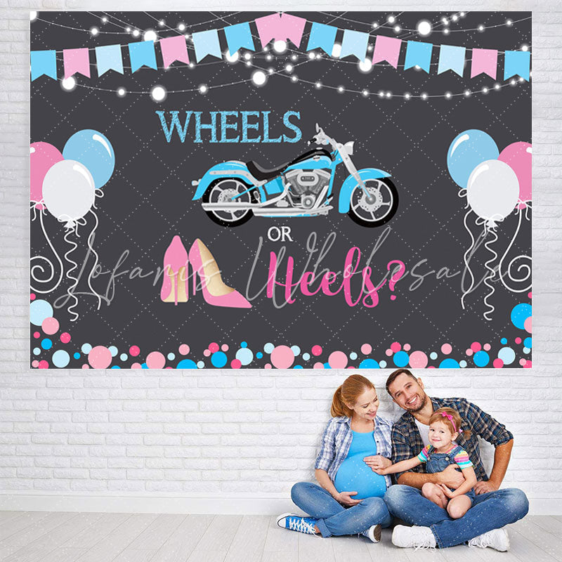 Lofaris Wheels Or Heels Gender Reveal Baby Shower Backdrop