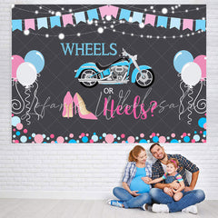 Lofaris Wheels Or Heels Gender Reveal Baby Shower Backdrop