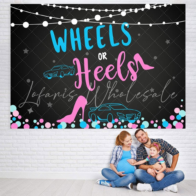 Lofaris Wheels and Heels Baby Shower Backdrop
