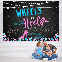 Lofaris Wheels and Heels Baby Shower Backdrop