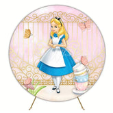 Whimsical Alice In Wonderland Round Backdrop For Fairytale Party Theme