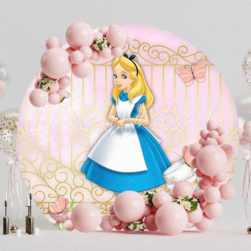 Whimsical Alice In Wonderland Round Backdrop For Fairytale Party Theme