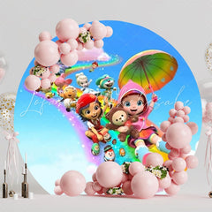 Whimsical Rainbow Ruby Round Backdrop For Colorful Kids Party Theme