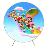 Whimsical Rainbow Ruby Round Backdrop For Colorful Kids Party Theme