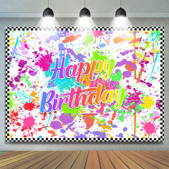 Lofaris White And Colored Graffiti Happy Birthday Backdrop