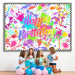 Lofaris White And Colored Graffiti Happy Birthday Backdrop