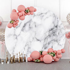 Lofaris White And Grey Simple Marble Round Birthday Backdrop