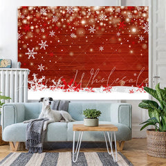 Lofaris White And Red Snowflake With Glitter Stars Backdrop