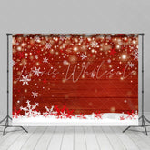 Lofaris White And Red Snowflake With Glitter Stars Backdrop