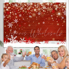 Lofaris White And Red Snowflake With Glitter Stars Backdrop