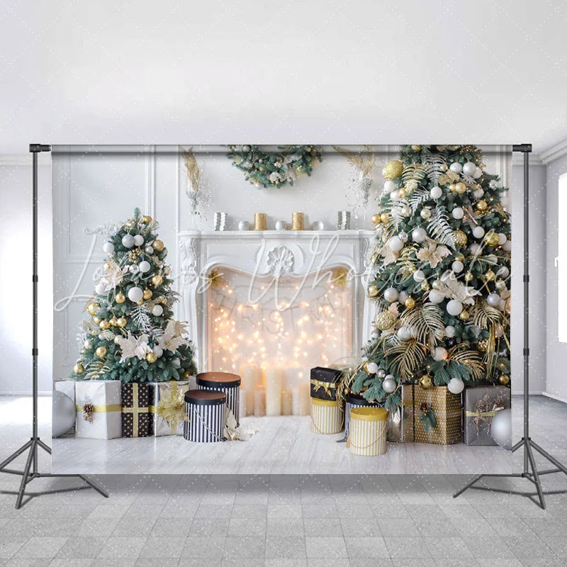Lofaris White Ball Green Leaves Christmas Backdrop For Party