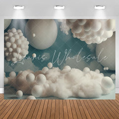 Lofaris White Balloons Cloud And Blue 1st Birthday Backdrop
