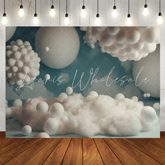Lofaris White Balloons Cloud And Blue 1st Birthday Backdrop