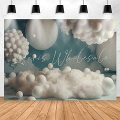 Lofaris White Balloons Cloud And Blue 1st Birthday Backdrop