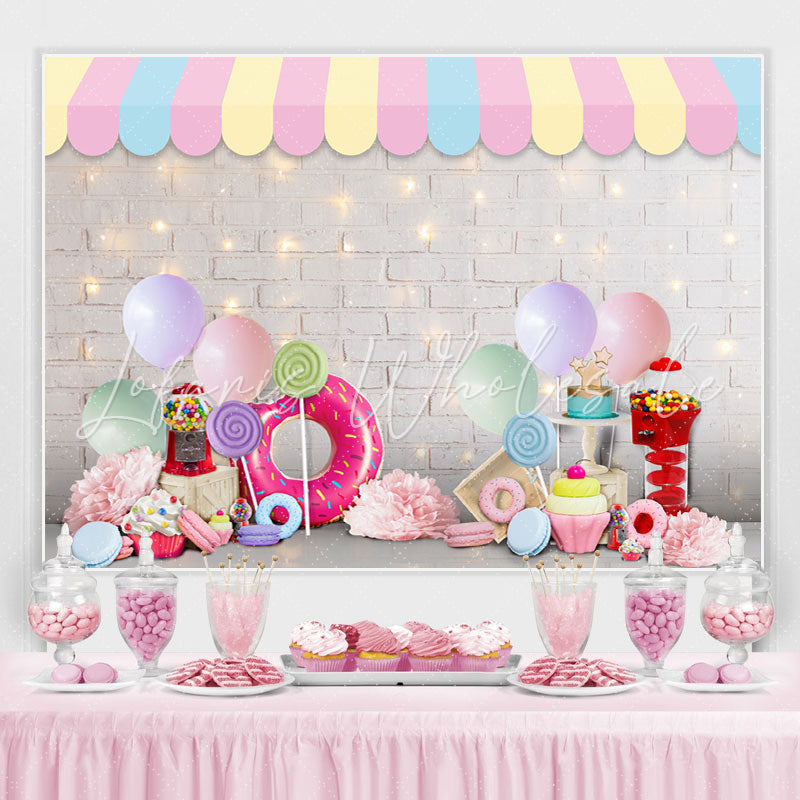 Lofaris White Brick And Glitter Wall Happy Birthday Backdrop