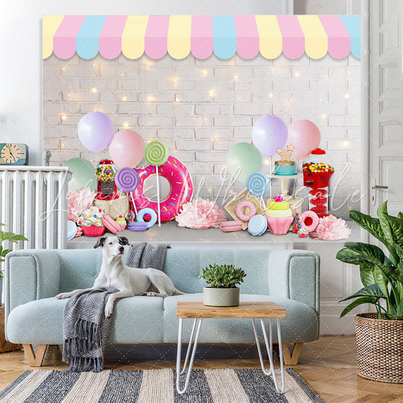 Lofaris White Brick And Glitter Wall Happy Birthday Backdrop