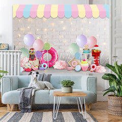Lofaris White Brick And Glitter Wall Happy Birthday Backdrop