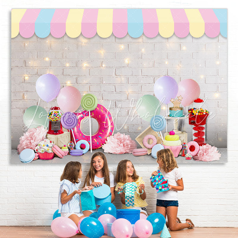 Lofaris White Brick And Glitter Wall Happy Birthday Backdrop