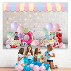 Lofaris White Brick And Glitter Wall Happy Birthday Backdrop
