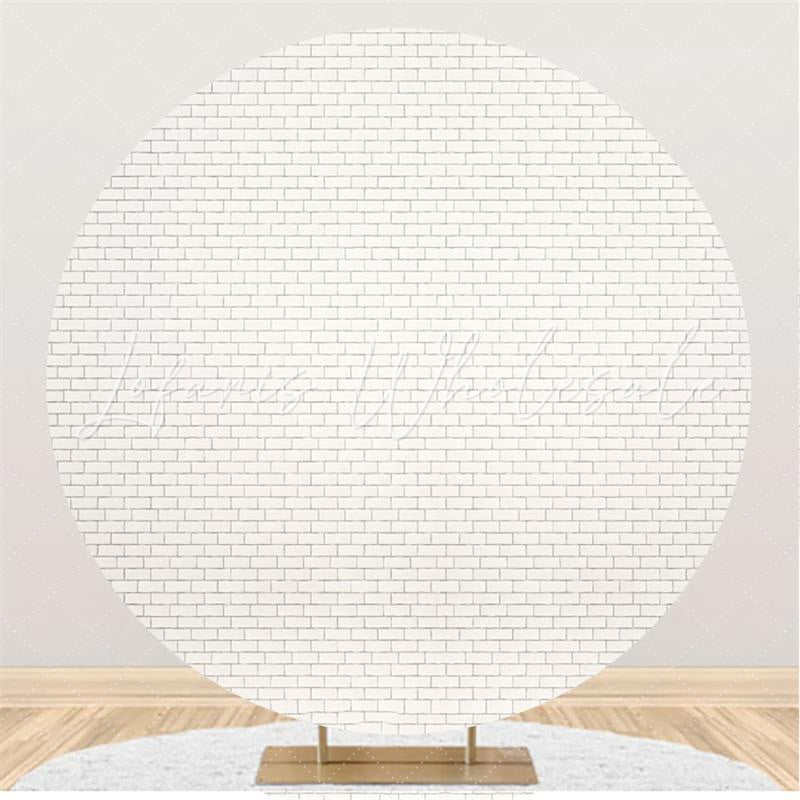 Lofaris White Brick Simple Baby Shower Round Backdrop for Party