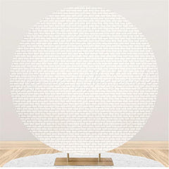 Lofaris White Brick Simple Baby Shower Round Backdrop for Party