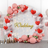 Lofaris White Brick Wall Red Balloon Round Wedding Backdrop
