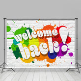 Lofaris White Brick Wall Splash Welcome Back Party Backdrop